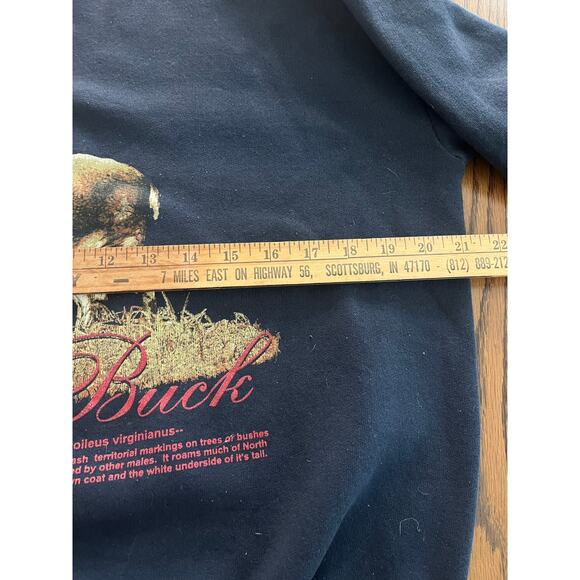 Vintage 90s Big Buck Hunting Deer Black Pullover Crewneck Sweatshirt-Medium - Picture 4 of 6